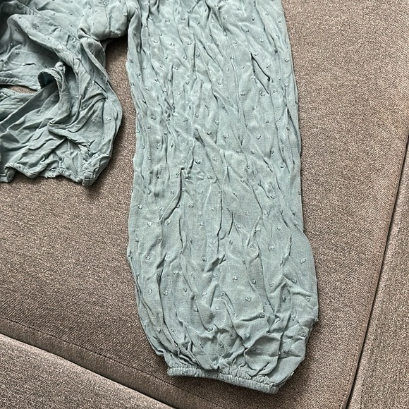 Altar’d State Size Large Teal Crop with off the shoulder long sleeves/open back - Picture 7 of 8